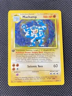 Machamp 8/102 Base Set 1st Edition Holo Rare Pokemon Card MP/LP - Image 1