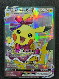PIKACHU POP Vcos Cosplay Holo Prism Custom Fan Full Art Card Pokemon - Image 1
