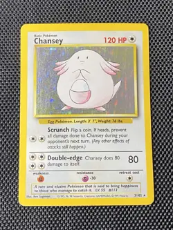 Pokemon Chansey Holo Rare 3/102 Base Set Raw WOTC TCG Card Fire MP/LP - Image 1