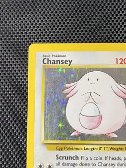 Pokemon Chansey Holo Rare 3/102 Base Set Raw WOTC TCG Card Fire MP/LP - Image 2
