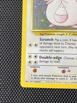 Pokemon Chansey Holo Rare 3/102 Base Set Raw WOTC TCG Card Fire MP/LP - Image 5