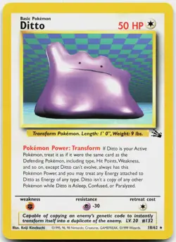 Ditto 18/62 Rare Fossil Pokemon Unlimited Lightly Played - Image 1