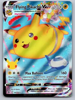 Flying Pikachu VMAX 007/025 Holo Celebrations Pokemon Moderately Played - Image 1