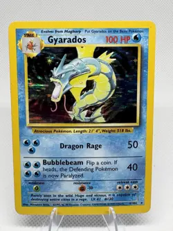 Pokemon TCG Gyarados 6/102 Base Set Holo Rare 1999 English Stage 1 100 HP - Image 1