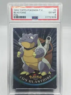 1999 Topps Pokemon TV #9 Blastoise Foil Black Logo PSA 6 EX-MT - Image 1