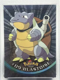 1999 Topps Pokemon TV #9 Blastoise Foil Black Logo PSA 6 EX-MT - Image 2