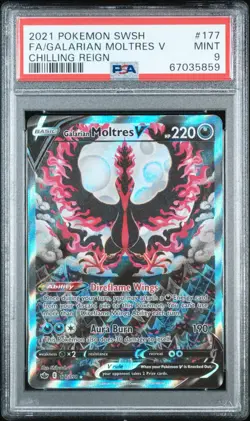 Pokemon TCG Galarian Moltres V 177/198 Chilling Reign PSA 9 Alternate Art - Image 1