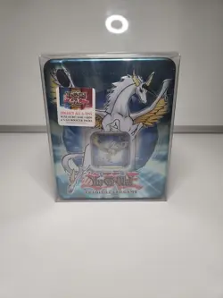 Yugioh TCG Crystal Beast Sapphire Pegasus Factory Sealed Tin Sealed w/ Protector - Image 1