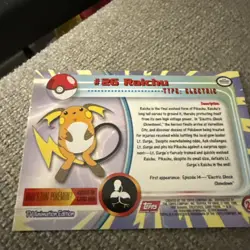 1999 Topps TV Animation Edition Raichu Pokemon Card #26 Non-Holo Black Label - Image 4