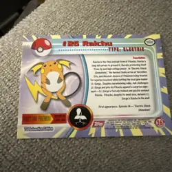 1999 Topps TV Animation Edition Raichu Pokemon Card #26 Non-Holo Black Label - Image 5