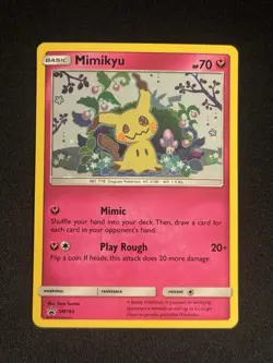 Mimikyu SM163 Holo Black Star Promo Sun & Moon Pokemon Card SWIRL - Image 1