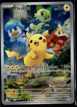 Pikachu 027 SVP 027SVP Pokemon Center Stamp Stamped Paldea Promo Pokemon Card MP - Image 1