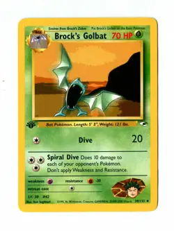 Vintage 2000 First Edition BROCK'S GOLBAT Pokemon Card 39/132 (Gym Heroes Set) - Image 1