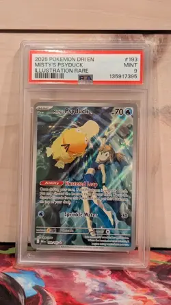 2025 POKEMON DRI EN-DESTINED RIVALS ILLUSTRATION RARE #193 MISTY'S PSYDUCK PSA 9 - Image 1