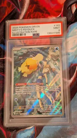 2025 POKEMON DRI EN-DESTINED RIVALS ILLUSTRATION RARE #193 MISTY'S PSYDUCK PSA 9 - Image 2