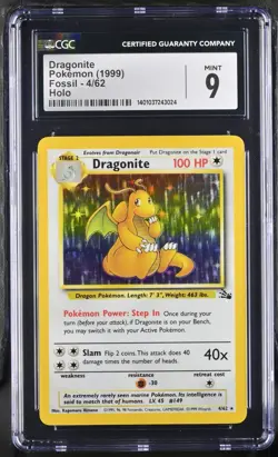 Dragonite 4/62 Fossil Holo (CGC 9) Pokemon - Image 1