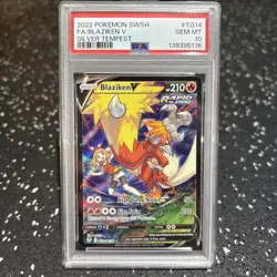 2022 POKEMON SWORD & SHIELD SILVER TEMPEST #TG14 FULL ART/BLAZIKEN V PSA 10 - Image 1