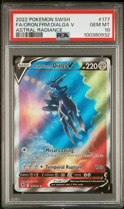 POKEMON SWORD & SHIELD ASTRAL RADIANCE FULL ART/ORIGIN FORME DIALGA V PSA 10 - Image 1