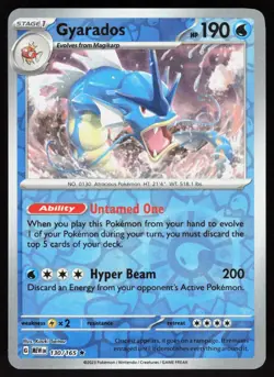 Gyarados 130/165 Rare 151 Pokemon Reverse Holo Near Mint - Image 1