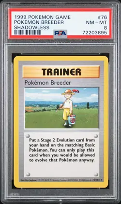 1999 POKEMON BASE SET SHADOWLESS #76 POKEMON BREEDER PSA 8 - Image 1