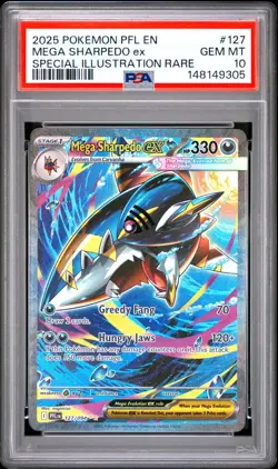 Pokemon Mega Sharpedo Ex Phantasmal Flames Special Illustration Rare #127 PSA 10 - Image 1