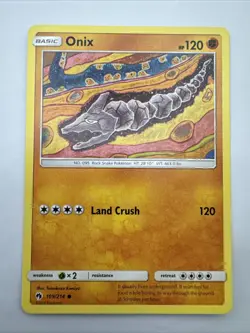Onix 109/214 Common Lost Thunder Pokemon Near Mint Tomokazu Komiya - Image 1