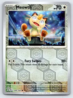 Meowth 048/064 Common Shrouded Fable Pokemon Reverse Holo Near Mint - Image 1