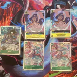 One Piece CCG Foil Character Card Lot - Brook, Jewelry Bonney, Uta - 5 Cards - Image 1