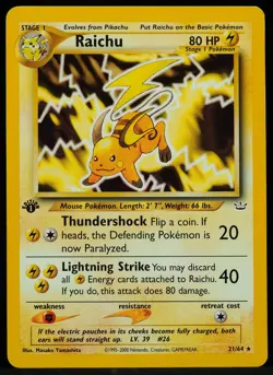 Raichu #21/64 1st Ed. Neo Revelation NM/VLP Pokemon Card - Image 1