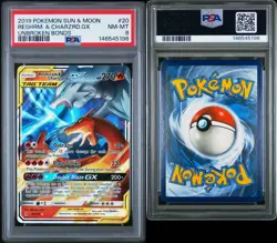 PSA 8 Reshiram & Charizard GX Unbroken Bonds 20/214 Pokemon Card (2019) - Image 3