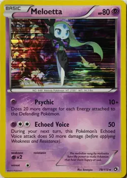 Pokemon TCG Card - Meloetta 78/113 Holo Rare Legendary Treasures - LP - Image 1