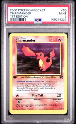 2000 POKEMON ROCKET #50 CHARMANDER 1ST EDITION PSA 9 - Image 1
