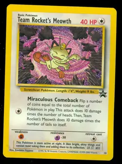Pokemon TEAM ROCKET'S MEOWTH 18 - PROMO - HEAVY PLAY, SOME WARPAGE - Image 1