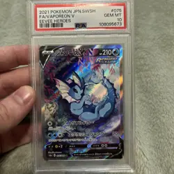 2021 POKEMON JPN SWORD & SHIELD EEVEE HEROES #075 FULL ART/VAPOREON V PSA 10 - Image 1