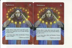 Brainstorm, Borderless Revised Custom Hand Painted MTG Alter - Image 1