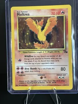 Wizards Moltres Fossil Holo Rare 12/62 1999 HP70 EN Unlimited near mint - Image 1