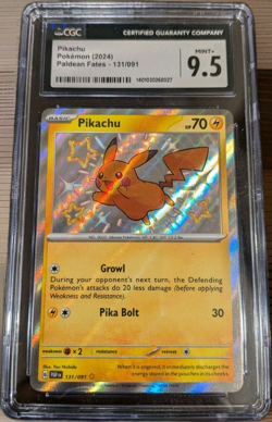 CGC 9.5 Pikachu 131/091 SV Paldean Fates 2024 Holo Shiny Rare EN - Image 1