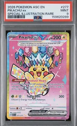 2026 POKEMON ASC EN-ASCENDED HEROES SPECIAL ILLUSTRATION RARE PIKACHU EX PSA 9 - Image 1