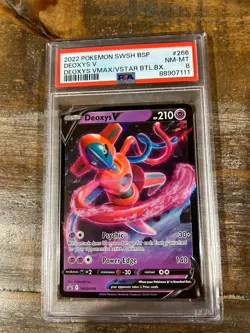 POKEMON 2022 Promo Vmax Vstar Battle Box DEOXYS V SWSH #266 PSA 8 RARE - Image 1