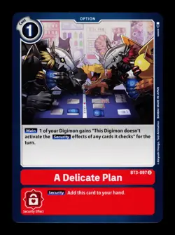 A Delicate Plan BT3-097 Red Digimon Card CCG Trading Card - Image 1