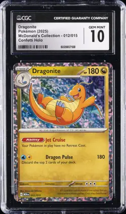 2025 POKEMON MCDONALD'S COLL CONFETTI HOLO #012 DRAGONITE CGC 10 GEM MINT - Image 1