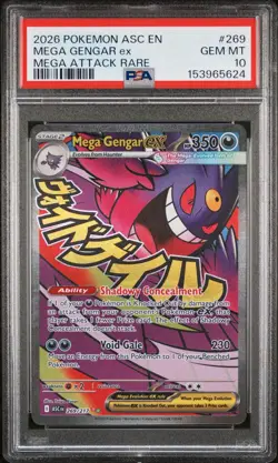 2026 POKEMON ASCENDED HEROES MEGA ATTACK RARE #269 MEGA GENGAR EX PSA 10 - Image 1