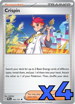 4x Crispin 105/131 Sv: Prismatic Evolutions PLAYSET x4 - Pokemon TCG - NM - Image 1