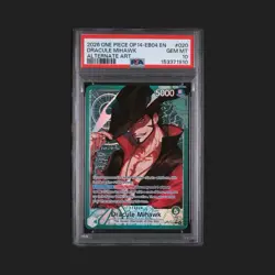2026 ONE PIECE OP14-THE AZURE SEA'S SEVEN ALT ART #020 DRACULE MIHAWK PSA 10 - Image 1