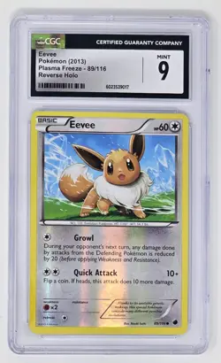 Eevee Reverse Holo (89/116) CGC 9 Mint (2013) Pokemon Plasma Freeze set - Image 1