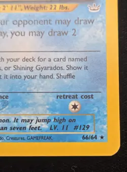 Pokemon TCG Shining Magikarp Neo Revelation Holo Card 66/64 Secret Rare Raw LP. - Image 3
