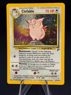Clefable 5/130 Holo Rare Base Set 2 Pokemon Heavily Played - Image 1