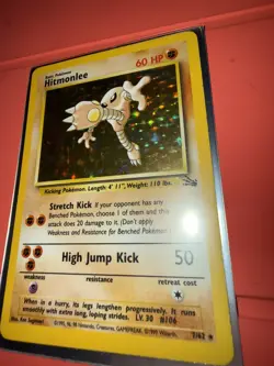 Pokemon Hitmonlee Fossil Holo Rare Unlimited 60 HP 7/62 1999 English Card RARE - Image 1