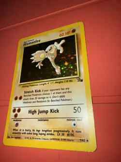 Pokemon Hitmonlee Fossil Holo Rare Unlimited 60 HP 7/62 1999 English Card RARE - Image 2