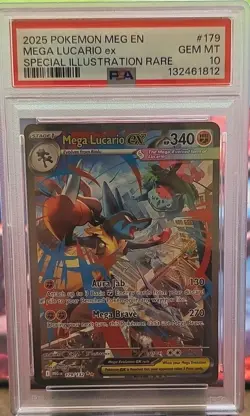 2025 Pokemon MEG EN Special Illustration Rare #179 Mega Lucario ex PSA 10 - Image 1